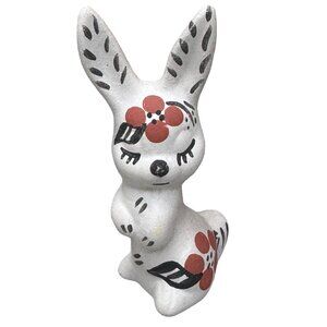 Vintage Acoma Pueblo Pottery Bunny Rabbit Signed Chino 3.5" Tall New Mexico Mini